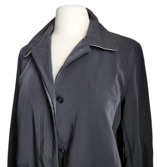 Jones New York Womens Long Black Coat Size M Single Breasted Lightweight Overcoa - Picture 3 of 16